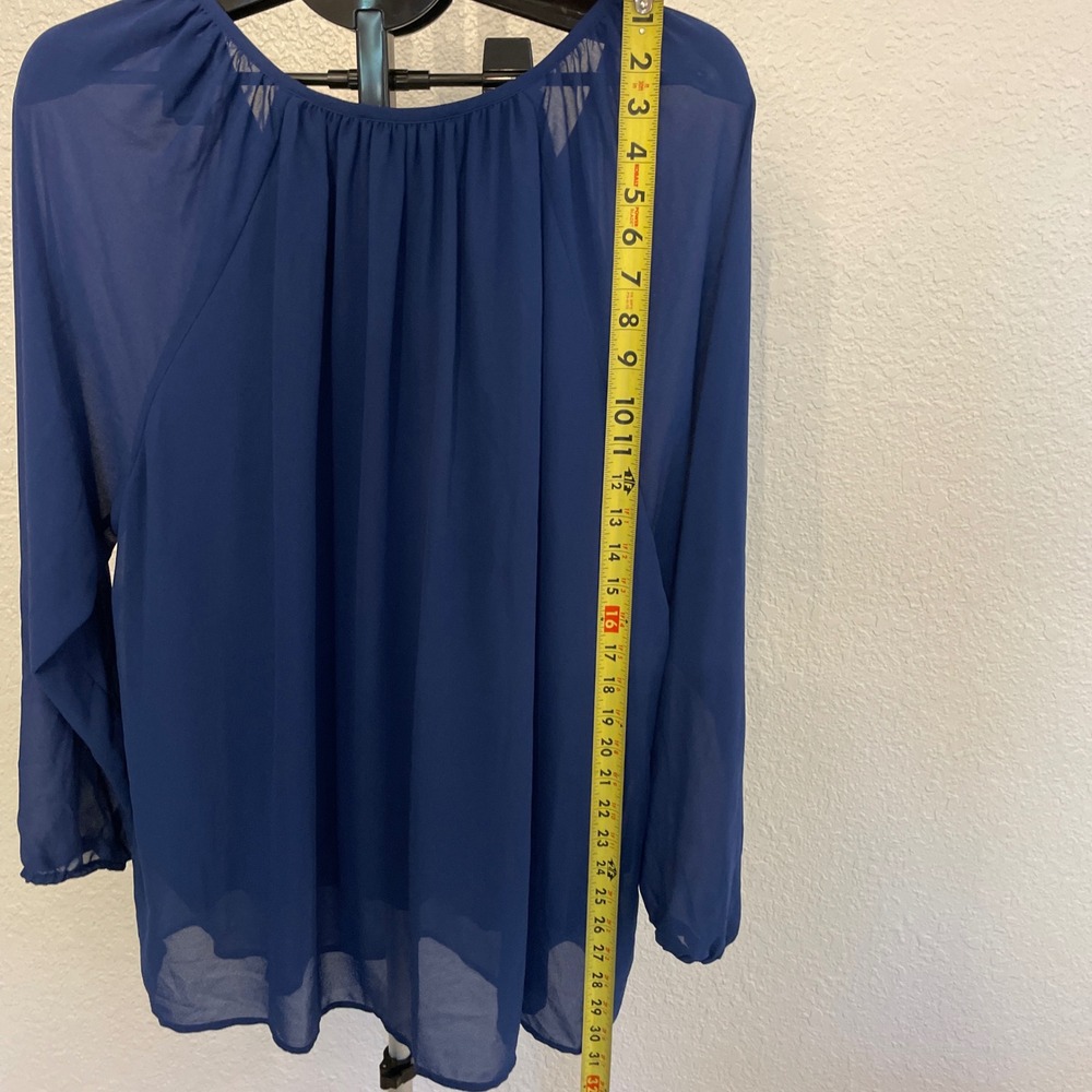 Michael Michael Kors Royal Blue Zip Neck Chiffon Blouse Plus Size 2X - Picture 2 of 6